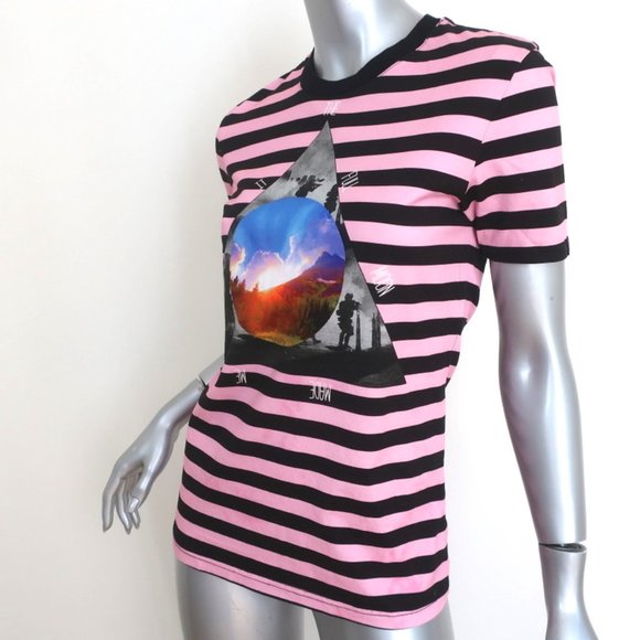 GIVENCHY FULL MOON STRIPED T-SHIRT PINK/BLACK SIZE SMALL SHORT SLEEVE TOP - Picture 4 of 10